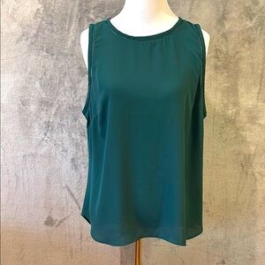 J. Crew Green Sleeveless Tank with Cutout detail at neck and shoulders Sz 12